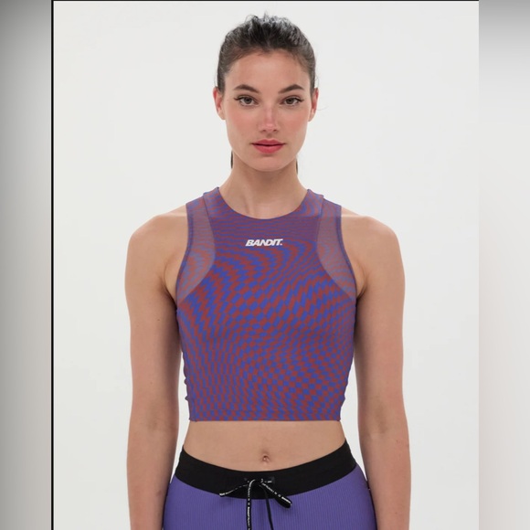 Bandit Tops - Bandit Stamina Lyra Race Crop - Size Medium - Deep Peri Blue with Rust - EUC